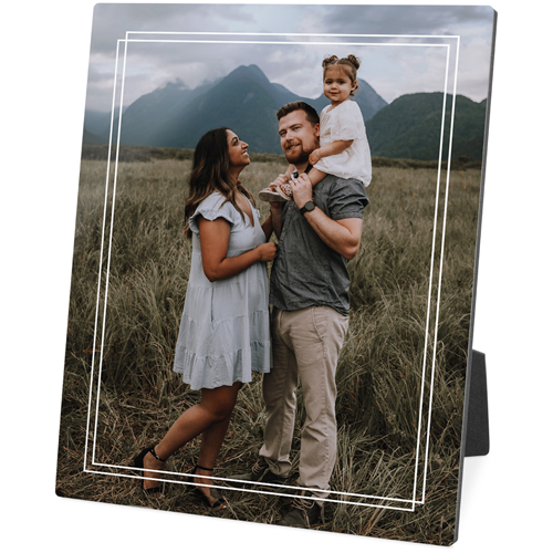 Modern Double Border Portrait Desktop Plaque, Rectangle, 8x10, White, white