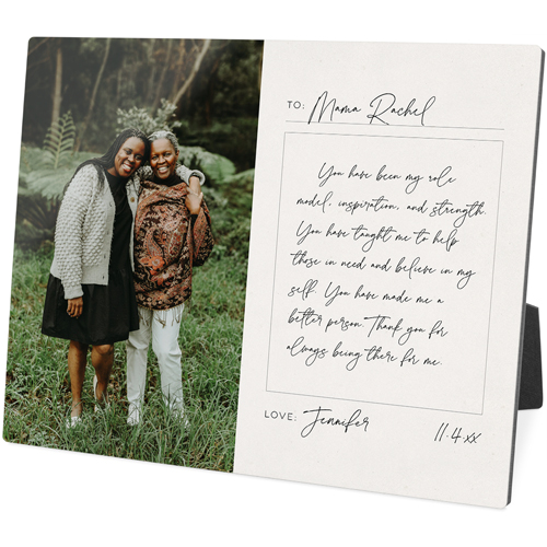 Handwritten Letter Desktop Plaque, Rectangle, 8x10, White