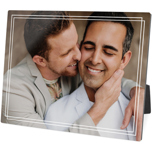 Modern Double Border Desktop Plaque, Rectangle, 8x10, White