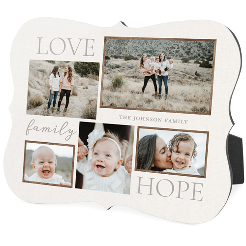 Love Family Hope Desktop Plaque, Bracket, 8x10, Gray