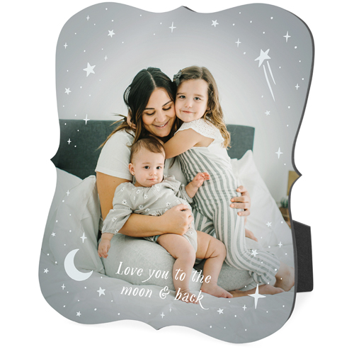 Moon And Stars Overlay Desktop Plaque, Bracket, 8x10, Gray