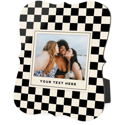 Checkered Border Desktop Plaque, Bracket, 8x10, Black