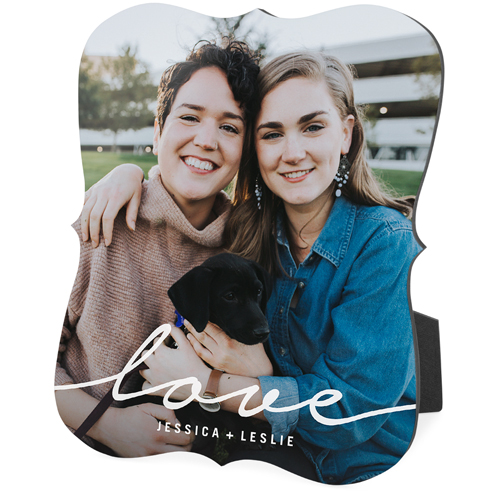 Modern Scripted Love Portrait Desktop Plaque, Bracket, 8x10, White