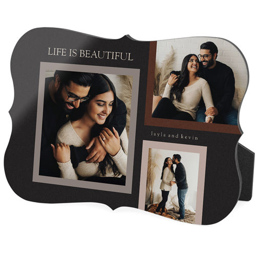 Dark Neutral Collage Desktop Plaque, Bracket, 5x7, Gray
