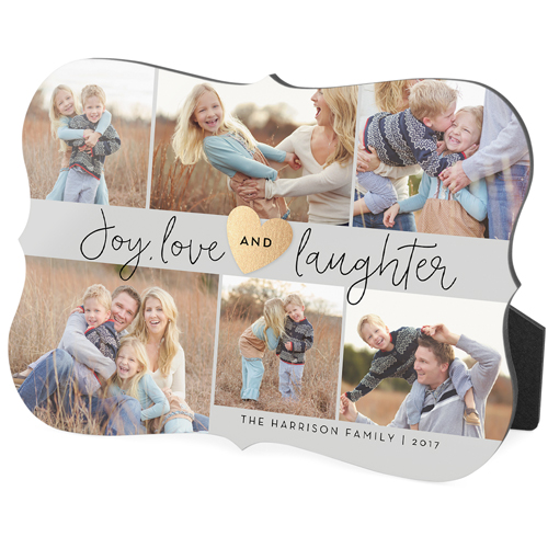 Joy Love Laughter Desktop Plaque, Bracket, 5x7, Gray