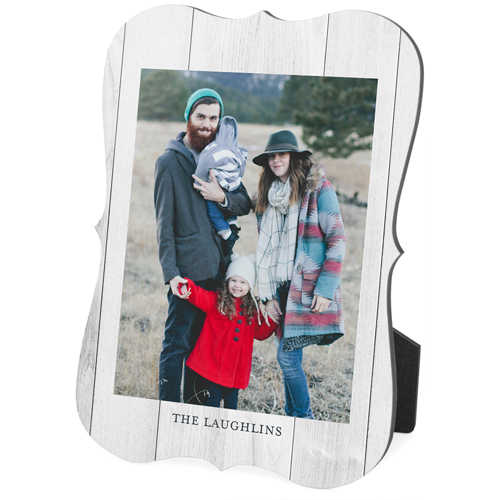 Printed Weathered Faux Wood Portrait Desktop Plaque, Bracket, 5x7, Beige, pebble