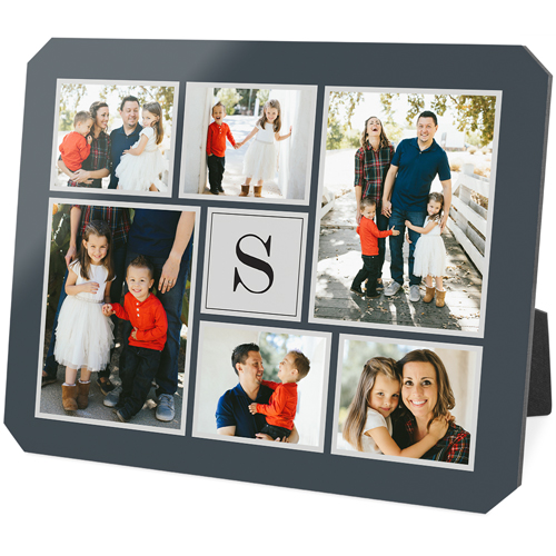 Initial Collage Desktop Plaque, Ticket, 8x10, Gray