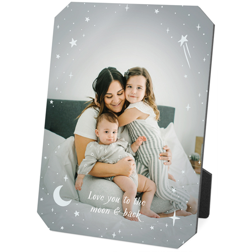 Moon And Stars Overlay Desktop Plaque, Ticket, 5x7, Gray