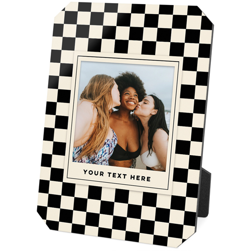Checkered Border Desktop Plaque, Ticket, 5x7, Black, black