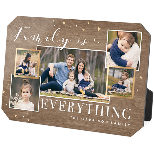 Family Overlap Collage Desktop Plaque, Ticket, 5x7, Brown