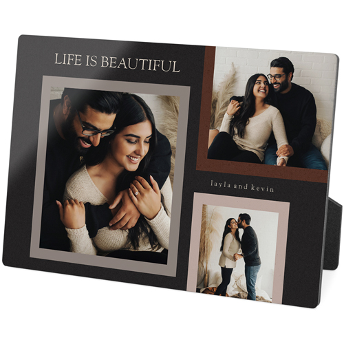 Dark Neutral Collage Desktop Plaque, Rectangle, 5x7, Gray