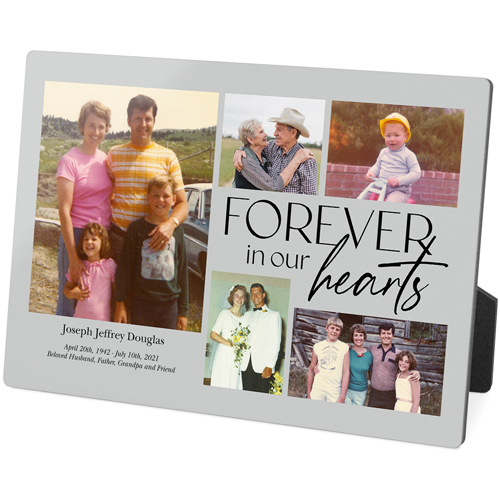 In Our Heart Memorial Desktop Plaque, Rectangle, 5x7, Gray