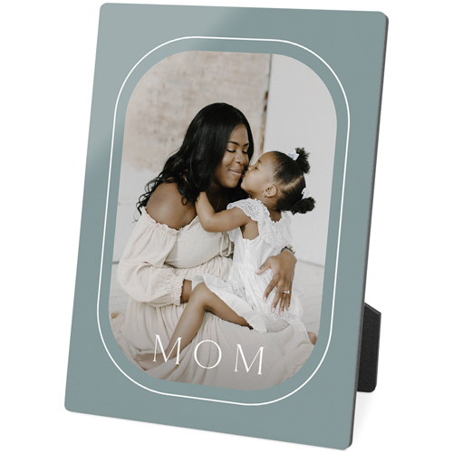 Mom Round Border Desktop Plaque, Rectangle Ornament, 5x7, White