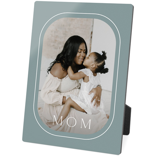 Mom Round Border Desktop Plaque, Rectangle, 5x7, White, white