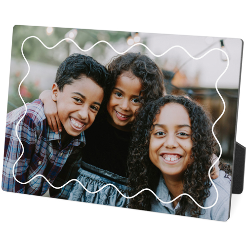 Wavy Outline Desktop Plaque, Rectangle, 5x7, White, white