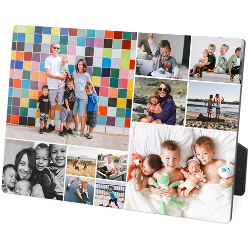 Collage Squares Horizontal Desktop Plaque, Rectangle, 5x7, White