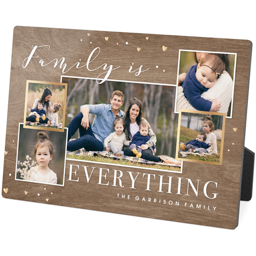Family Overlap Collage Desktop Plaque, Rectangle Ornament, 5x7, Brown