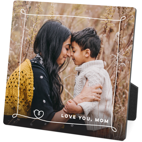 Whimsy Heart Border Desktop Plaque, Rectangle, 5x5, White