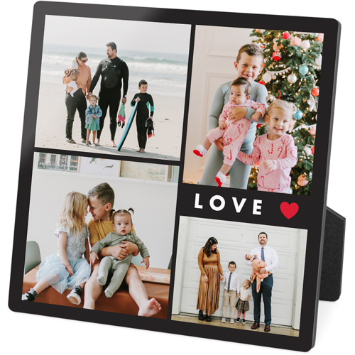 Modern Love Collage Desktop Plaque, Rectangle, 5x5, Gray, charcoal