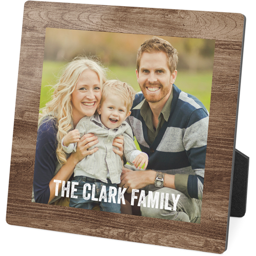 Printed Weathered Faux Wood Landscape Desktop Plaque, Rectangle, 5x5, Brown