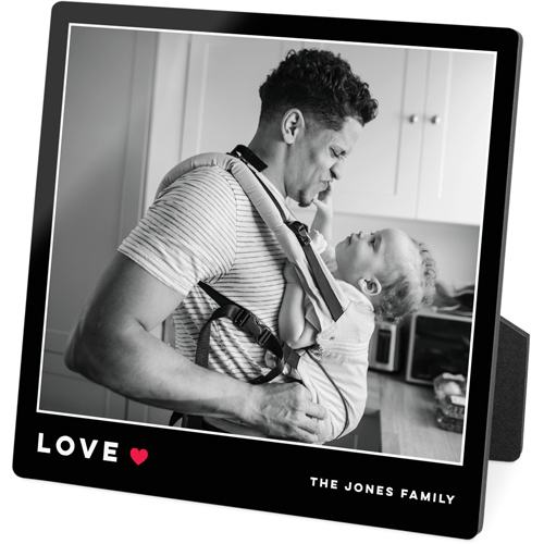 Modern Love Heart Desktop Plaque, Rectangle Ornament, 5x5, Black