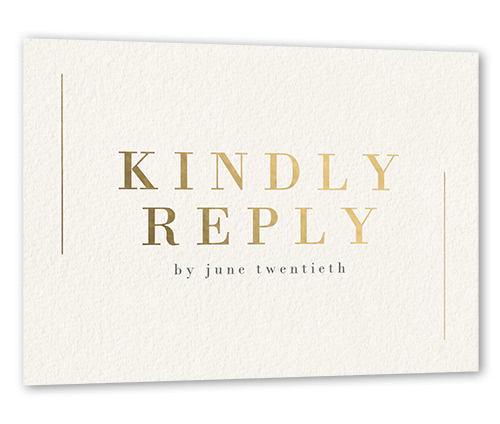 Gleaming Gathering Wedding Response Card, Square Corners, Antique White