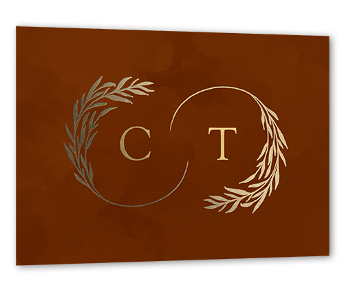 Reflective Rings Wedding Response Card, Square Corners, Chestnut