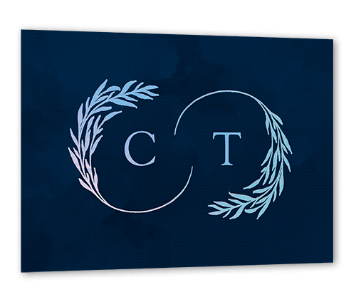 Reflective Rings Wedding Response Card, Square Corners, Navy