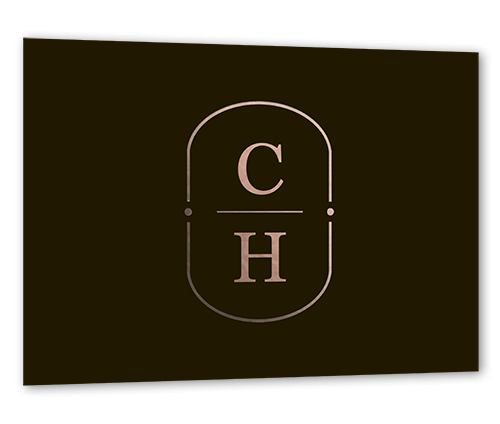 Polished Monogram Wedding Response Card, Square Corners, Coal