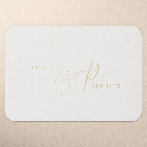 Classic Beauty Wedding Response Card, Gold Foil, Beige, Personalized Foil Cardstock, Rounded