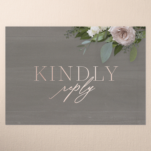 Classic Bouquet Wedding Response Card, Rose Gold Foil, Gray, Personalized Foil Cardstock, Square, Gray
