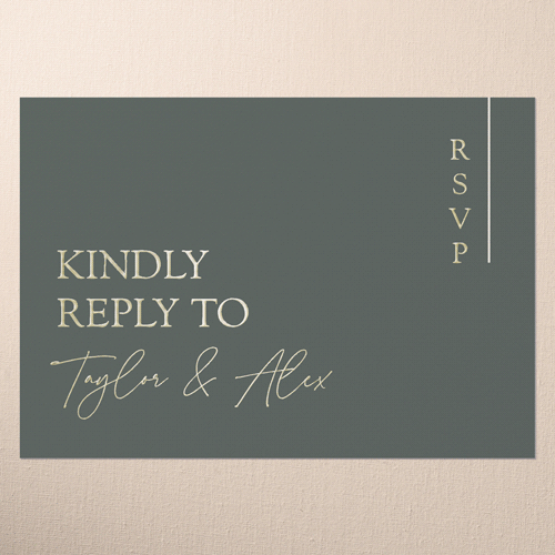 Divine Details Wedding Response Card, Gold Foil, Green, Write Your Own, Personalized Foil Cardstock, Square, Quarry