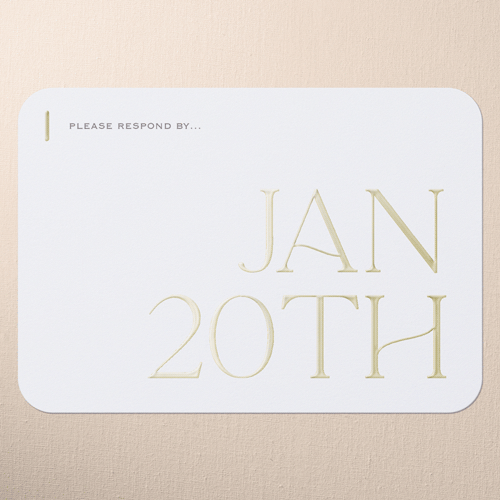Classic Gleam Wedding Response Card, White, Gold Foil, Personalized Foil Cardstock, Rounded