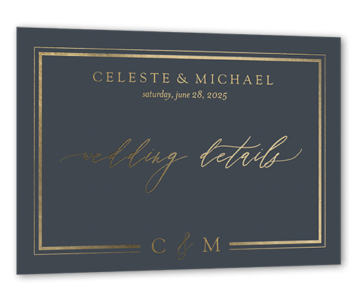 Sensational Shine Wedding Enclosure Card, Gray, Gold Foil, Personalized Foil Cardstock, Square, Gray