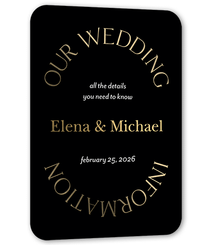 Luminous Cycle Wedding Enclosure Card, Black, Gold Foil, Personalized Foil Cardstock, Rounded