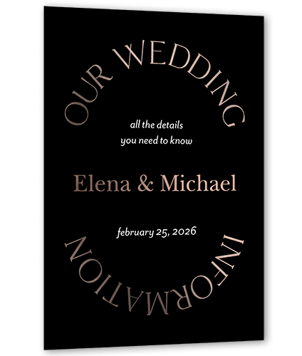 Luminous Cycle Wedding Enclosure Card, Black, Rose Gold Foil, Personalized Foil Cardstock, Square, Black