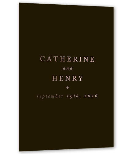 Polished Monogram Wedding Enclosure Card, Rose Gold Foil, Black, Personalized Foil Cardstock, Square, Coal