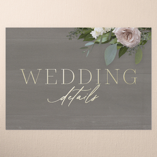 Classic Bouquet Wedding Enclosure Card, Gray, Gold Foil, Personalized Foil Cardstock, Square