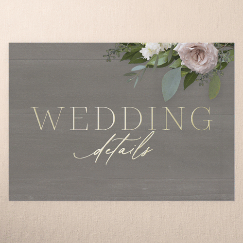 Classic Bouquet Wedding Enclosure Card, Gray, Gold Foil, Personalized Foil Cardstock, Square, Gray
