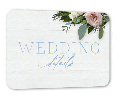 Classic Bouquet Wedding Enclosure Card, Iridescent Foil, White, Signature Smooth Cardstock, Rounded