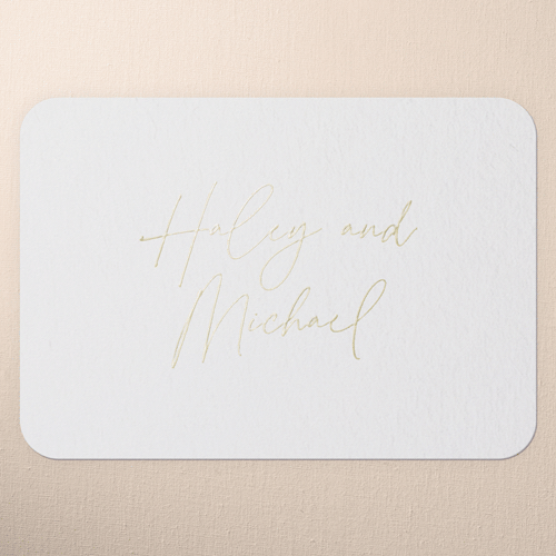 All Script Wedding Enclosure Card, Gold Foil, White, Personalized Foil Cardstock, Rounded