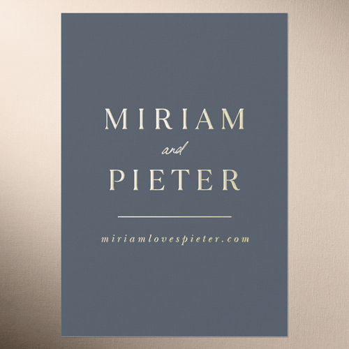 Simple Charm Wedding Enclosure Card, Grey, Gold Foil, Personalized Foil Cardstock, Charcoal