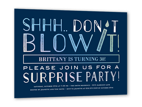 Surprise Candle Birthday Invitation, Blue, Iridescent Foil, 5x7, Matte, Personalized Foil Cardstock, Square