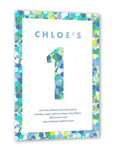 Sprinkled Spots Birthday Invitation, Blue, Iridescent Foil, 5x7, Matte, Personalized Foil Cardstock, Square, Turquoise