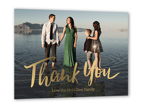 Shining Thanks Thank You Card, Gold Foil, Yellow, 5x7, Matte, Personalized Foil Cardstock, Square, Golden