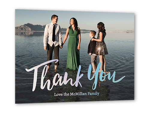 Shining Thanks Thank You Card, Yellow, Iridescent Foil, 5x7, Matte, Personalized Foil Cardstock, Square