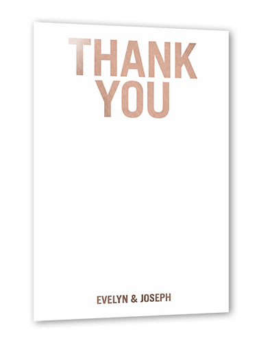 Simple Thankfulness Thank You Card, Yellow, Rose Gold Foil, 5x7, Matte, Personalized Foil Cardstock, Square