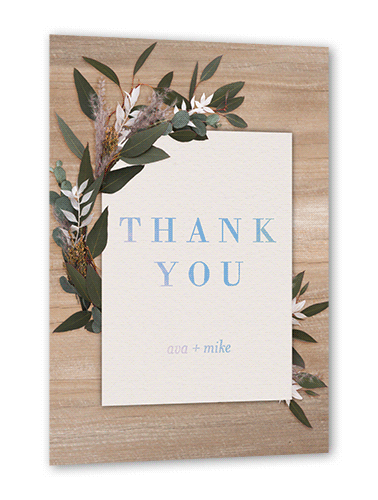 Rustic Foliage Wedding Thank You, Iridescent Foil, Beige, 5x7, Matte, Personalized Foil Cardstock, Square