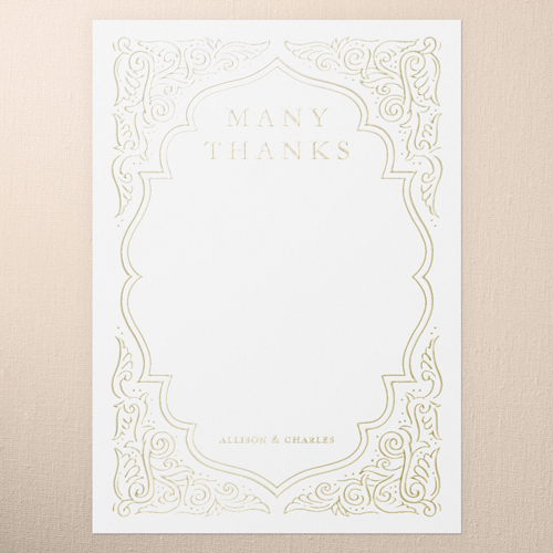 Filigree Border Wedding Thank You, Grey, Gold Foil, 5x7, Matte, Personalized Foil Cardstock, Square, Charcoal