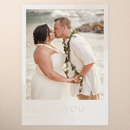 Light Wisps Wedding Thank You, Gold Foil, Beige, 5x7, Matte, Personalized Foil Cardstock, Square